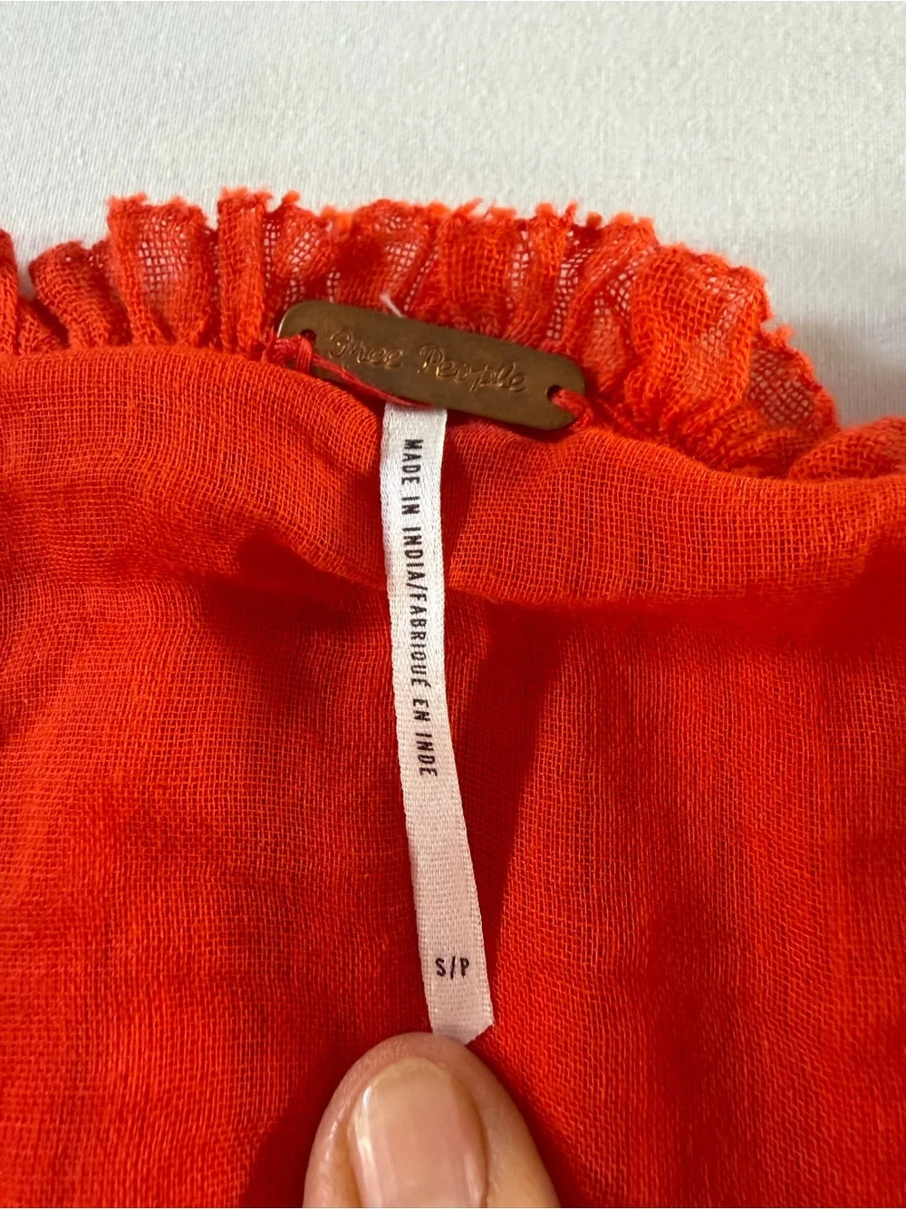 Free People Orange Gauze Crochet Lace Bogo Mini Dress Small Babydoll